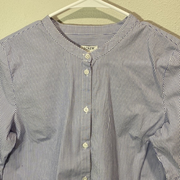 J crew striped button‎ up shirt collarless - Picture 2 of 8